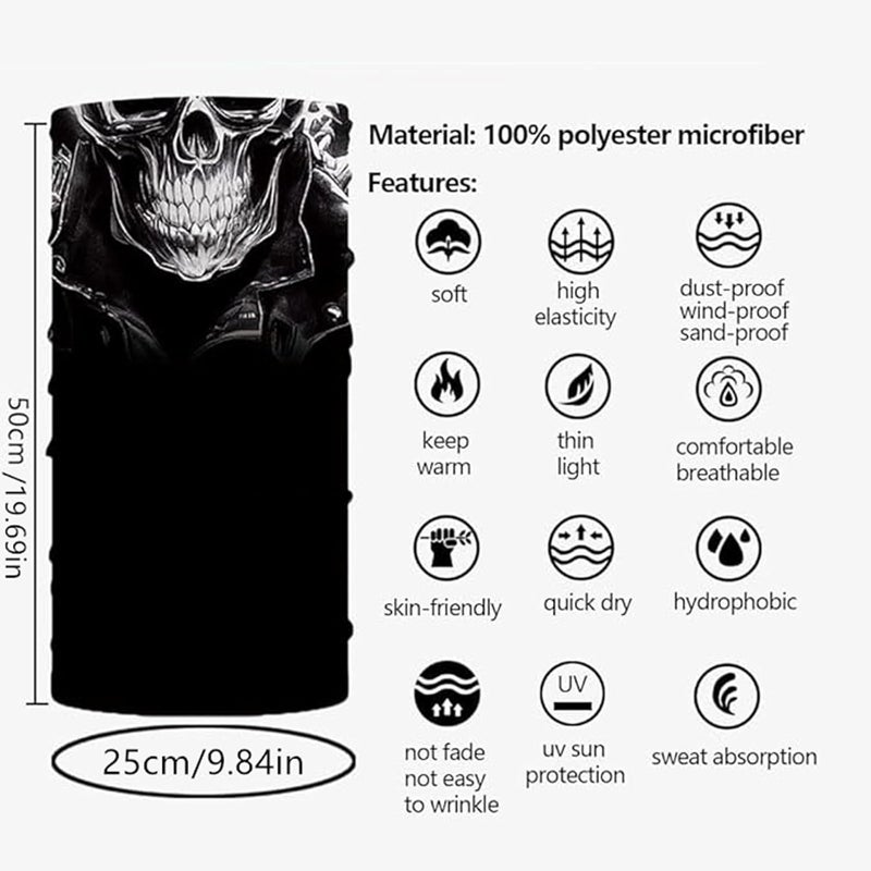 WYSUMMER 8PCS Scarves Bandanas Face Tube Black Headband, Motorcycle Multi Function Headwear Hat Scarf Neck Warmer Balaclava - Image 2